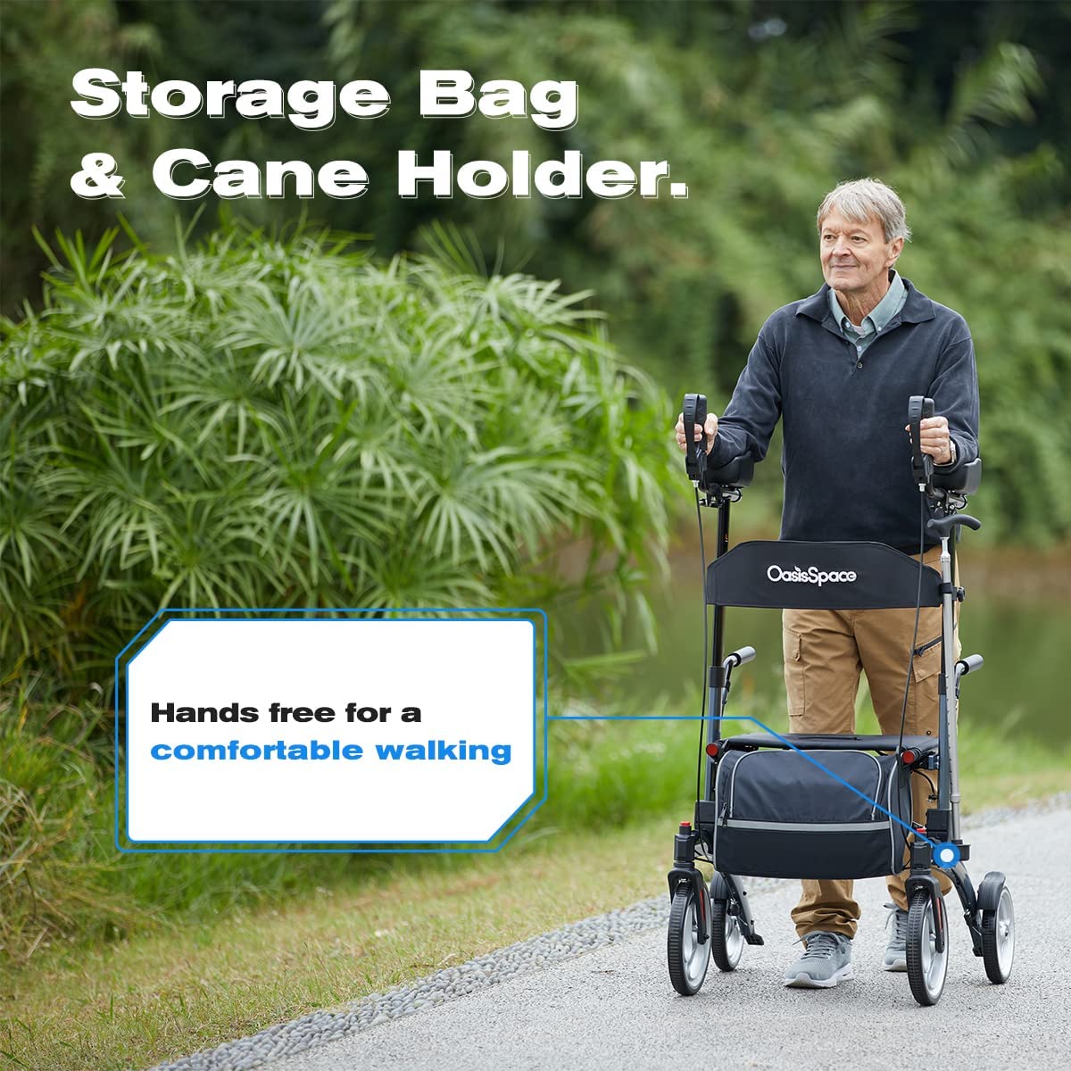 OasisSpace Upright Walker with Seat Up Rollator Walker with Padded