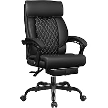 BestGlory Big and Tall Office Chair with Footrest - Ergonomic High Back Leather Executive Computer Chair | Reclining Home Office Desk Chair with Lumbar Support, Black
