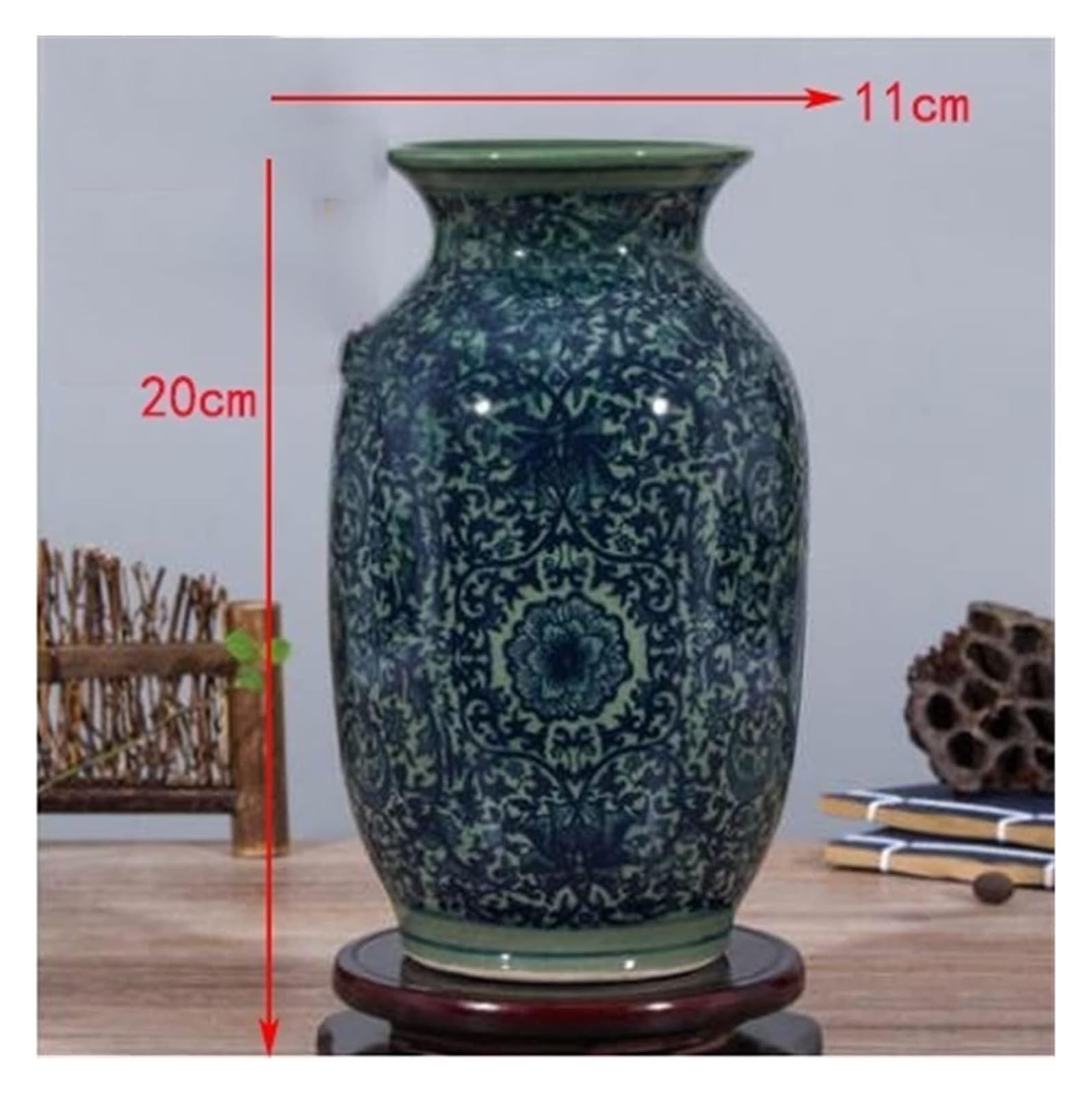 Amazon.co.jp: 花瓶 陶器 緑釉 ブルー ホワイト アンティーク 小 花瓶