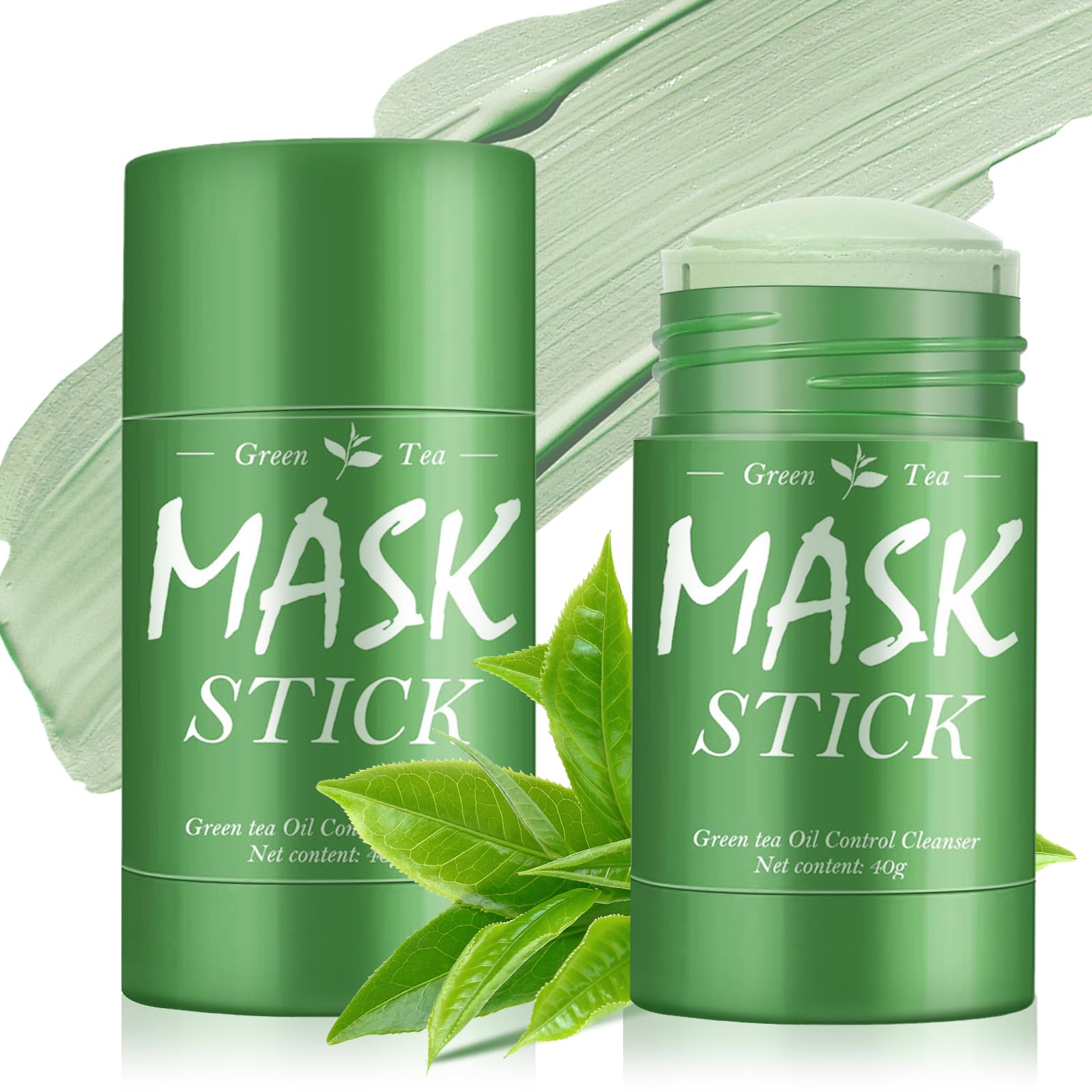 2 opakowania Green Mask Stick,Zielona herbata Oczyszczająca Maska do oczyszczania herbaty, Maska do czyszczenia i głębokiego oczyszczania, głębokie czyszczenie i kontrola oleju, dostosuj równowagę