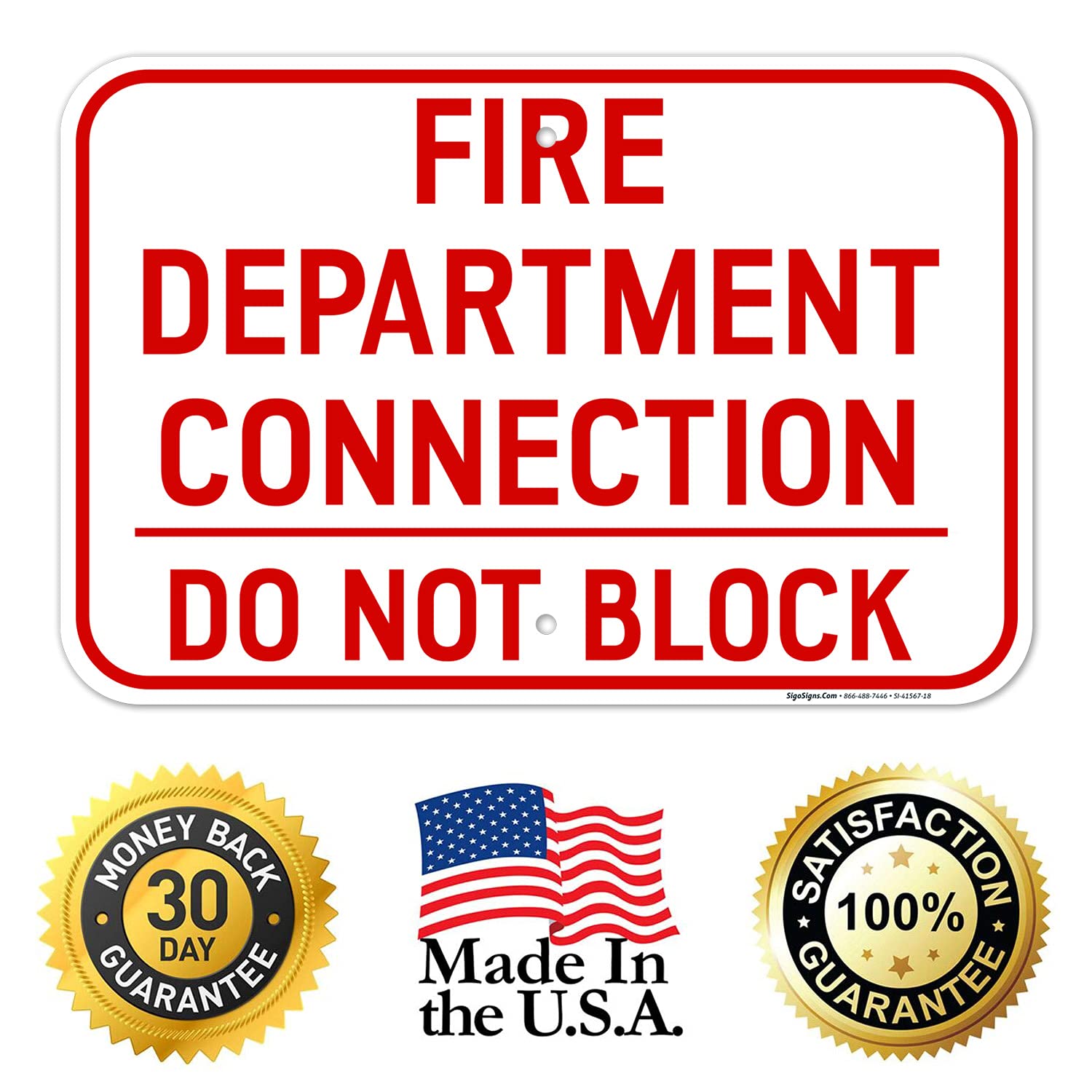 FDC Do Not Block Sign, 12x18 Inches, Rust Free .063 Aluminum, Fade Resistant, Made in USA