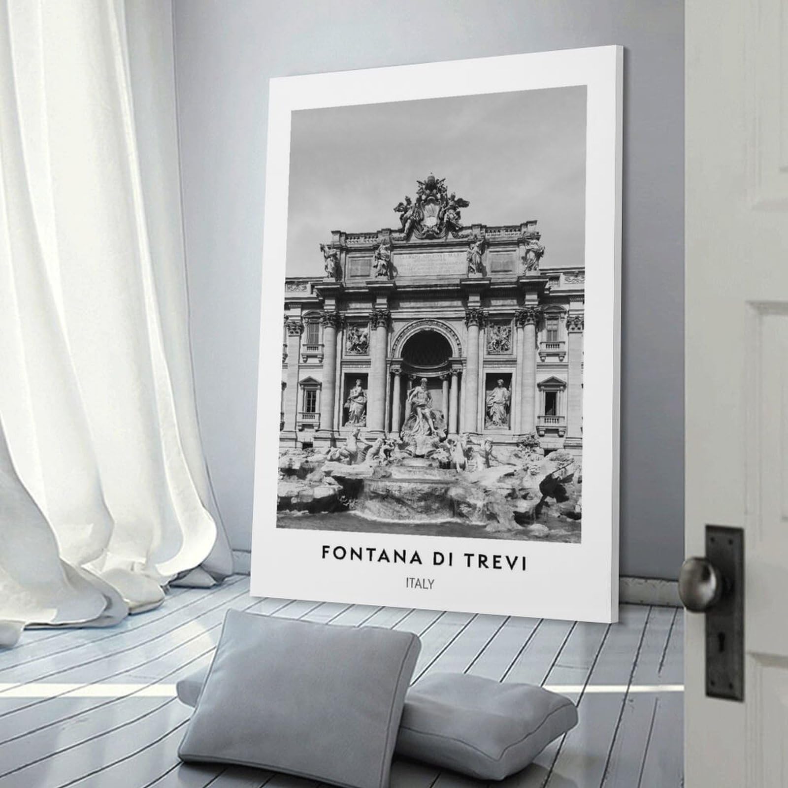 Junmoney Trevi Fountain, Rome Hanging Wall Art 16x24inch(40x60cm), for Bedroom Walls, Guest Spaces Or Lounges, Home Artwork with A Soft Interior Feel