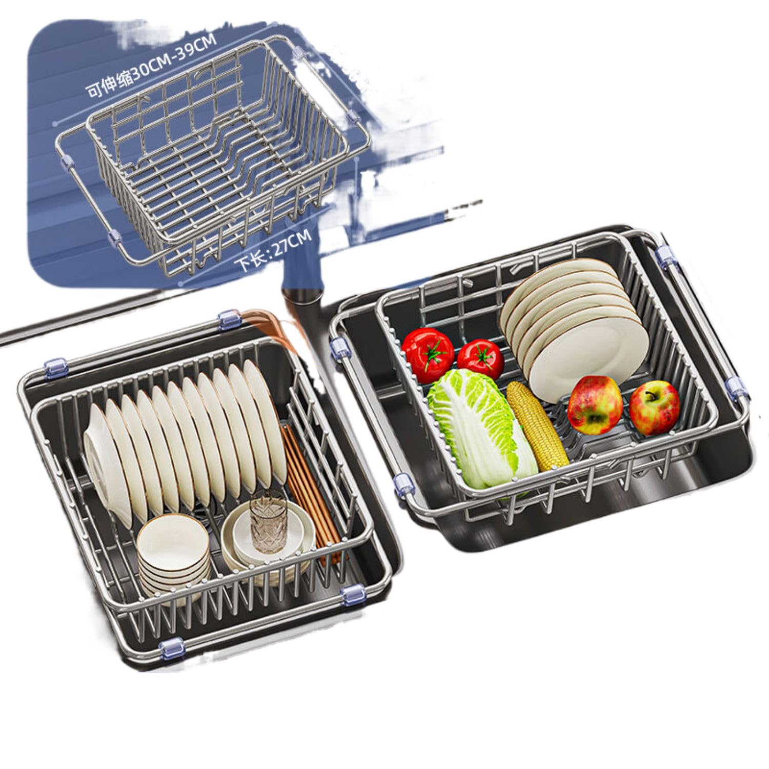 Pvfrtgyhu One Color 水槽 Under Sink Organizer And Storage,沥水篮不锈洗碗池洗菜盆伸缩厨房置物架 Under Sink Storage For Kitchen Bathroom Cabinet,碗碟收纳架 Multifunctional Storage Shelves For Kitchen Living Room Office,厨房用品-【加深15Cm】30 * 30带卡槽