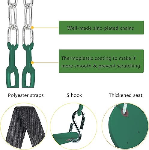 Miniatura 3 de Therapy - Asiento de columpio, columpio sensorial de 66 pulgadas, cadena de hierro recubierto de alta resistencia, juego de columpios para patio de