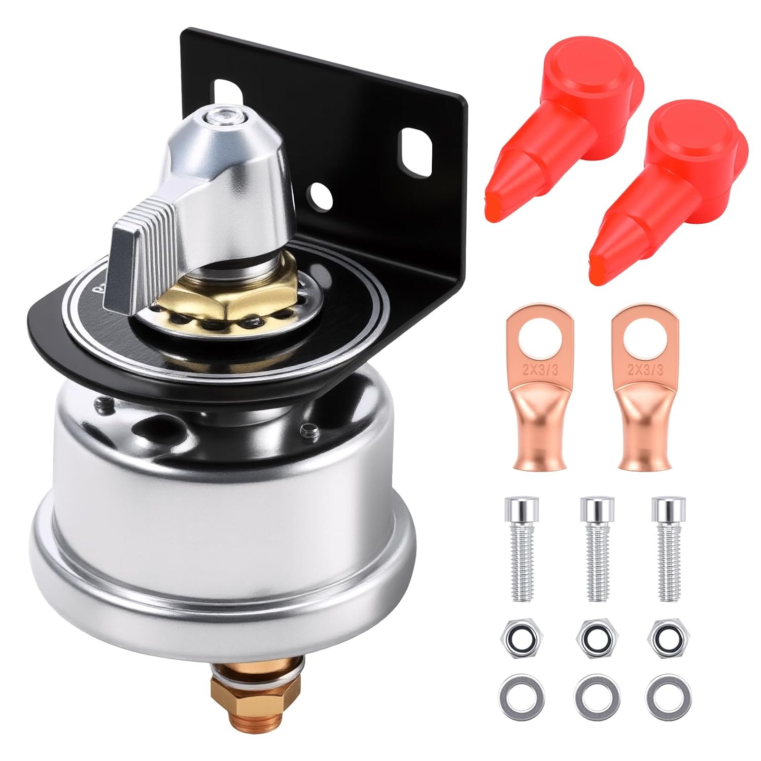 500A High Current 12V-36V Battery Cut Off Switch with Lock-Out Plate, Replace 20247, Waterproof Master Battery Disconnect Switch Fixed Handle Isolator for Car, Truck, RV, Yacht, Boat