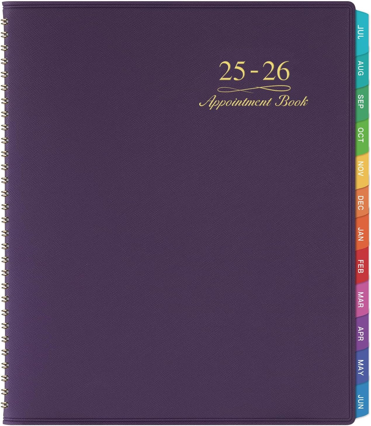 Appointment Book/Planner 2026 - Weekly Appointment Book 2026, January 2026 - December 2026, 8.26"x 11.4", Daily/Hourly Planner with Tabs, 15 Minutes, Wirebound - Purple