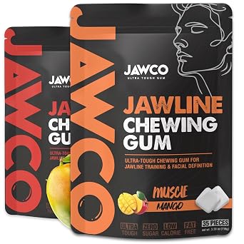 JAWCO Ultra-Tough Jawline Gum Variety 2-Pack | Mango & Cinnamon | Get a Stronger, Squarer Jawline | 15X Harder than other Gum | Jaw Training Hard Chewing Gum | Chisel & Sculpt your Jawline