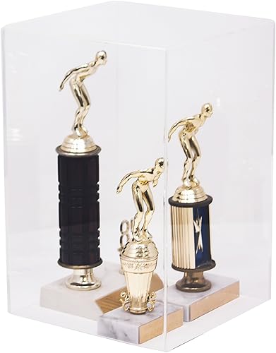 Vista 545 de Better Display Cases Versátil vitrina de acrílico transparente - Caja rectangular grande con base blanca 18" x 12" x 3" (BK09)