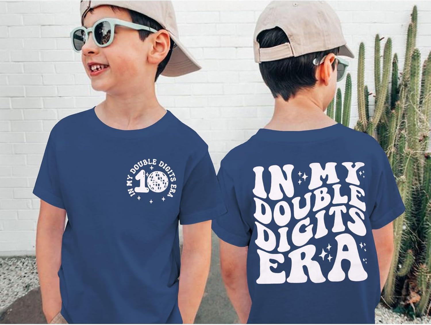 BOUTIKOME in My Double Digits Era Shirts Boys Birthday T-Shirt 10 Years Old Tees 10th Tops Ten Birthday Party Outfits