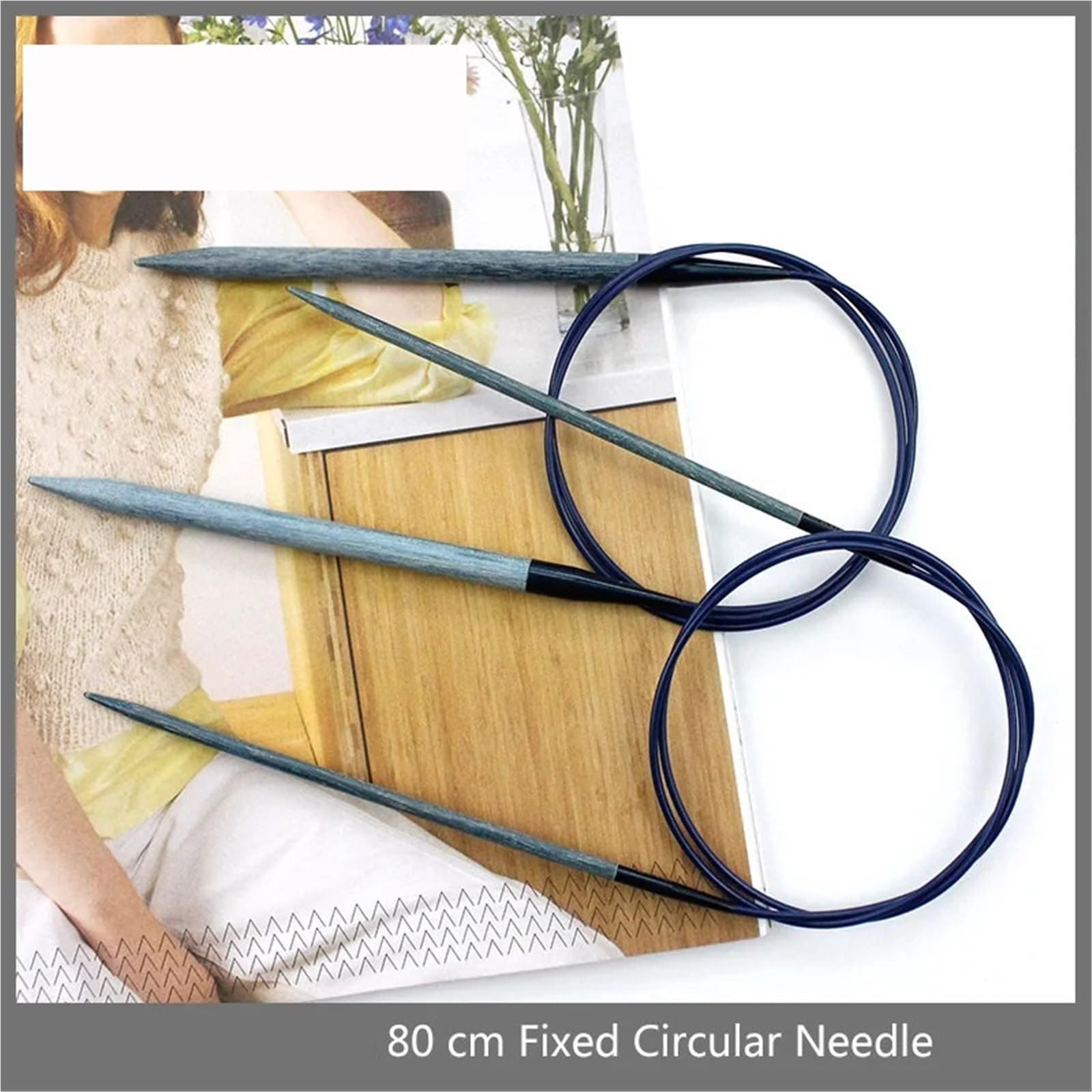 Agujas de tejer circulares fijas 80CM, aguja anillo madera hecha a mano, DIY, agujas Aguja de tejer(10.0mm)