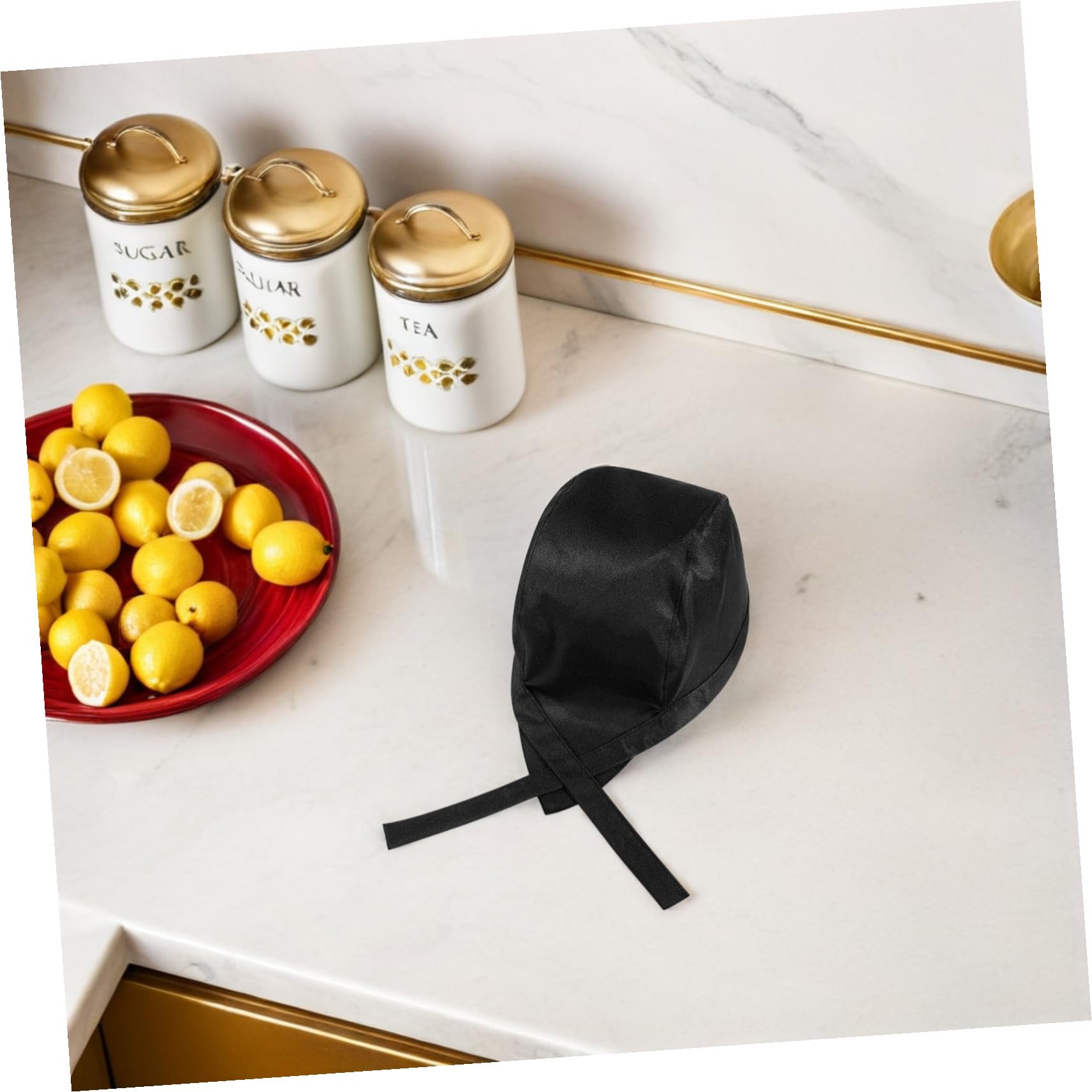 Gorro Cocina Hombre Negro de Tela Cinta, 3 Piezas para Cocina | Sombrero de Servidor y Sombrero de Trabajo de Cocina, Uniforme Catering
