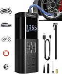 TEMOLA Tire Inflator Portable Air Compressor, 150PSI Fast Inflate with Pressure Gauge, Air Compressor Tire Inflator with LED Light, Portable Air Pump for Car Motorcycles Bike Sport Ball