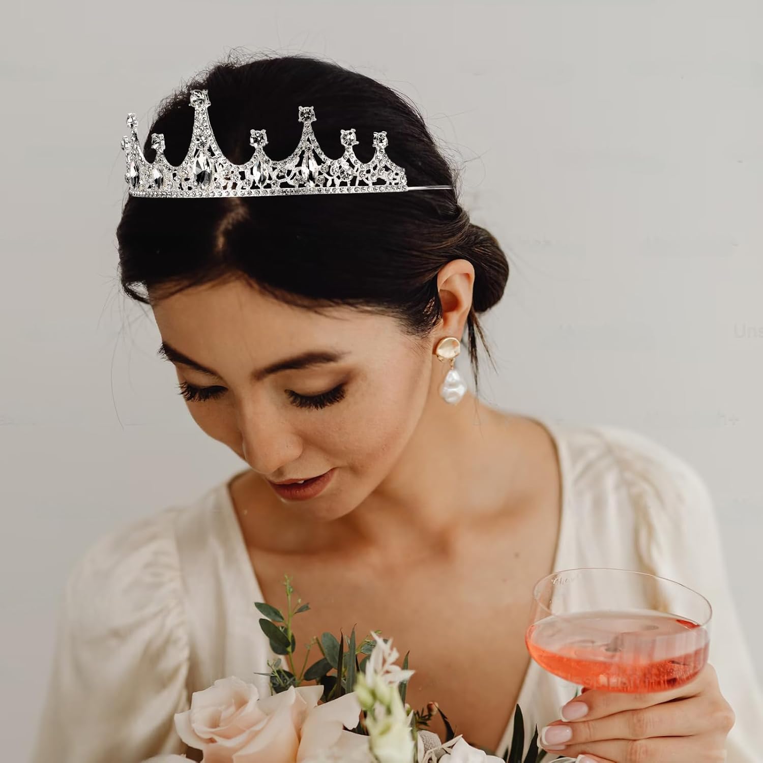 Canitor Glinda Crown for Girl Silver Tiaras for Women Bridal Royal Queen Headband Princess Quinceanera Head Pieces for Wedding Birthday Prom Pageant Party Diaries Hair Accessories - Image 5