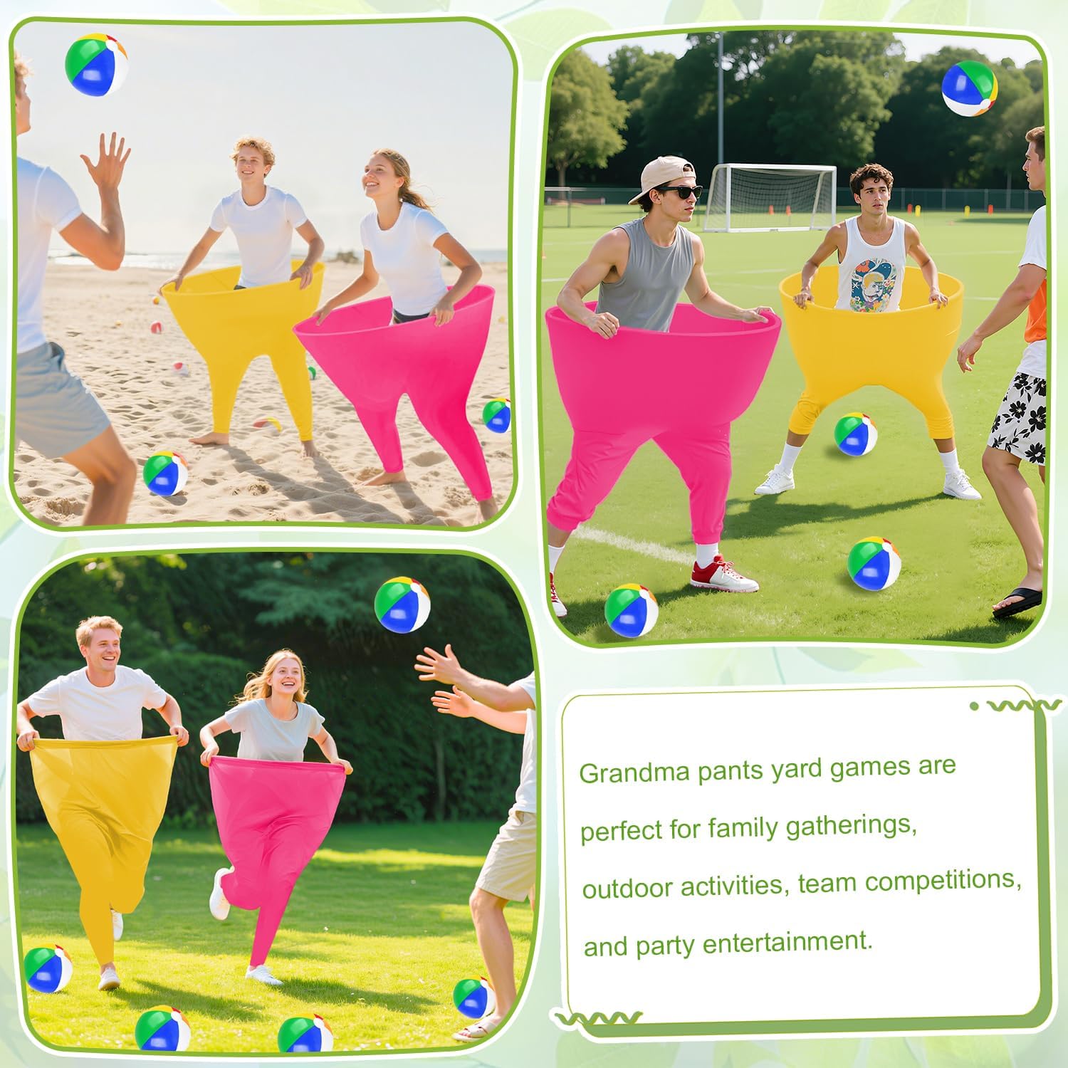 Granny Pants Outdoor Game,Granny Pants with 8 Bouncy Balls & 1 Air Pump (Random Colors) and 2 Pack Color Granny Pants Yard Game for Family Reunion Party Field Game