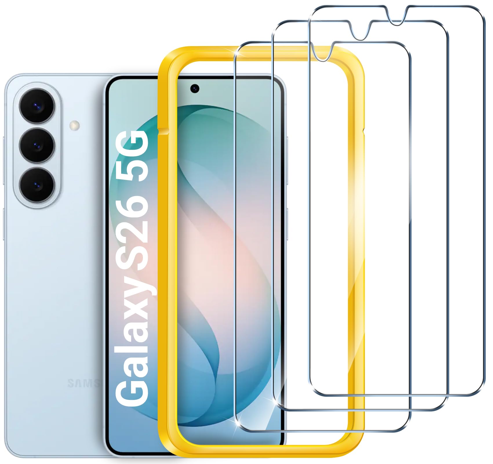 ivoler für Samsung Galaxy S26 Panzer Schutz Glas, mit Einfache Installationswerkzeug, 9H Härte Schutzfolie, HD-Klar, Kratzfest, Anti-Bläschen, Anti-Fingerabdruck, Kompatibel mit Hülle, 3 Stück