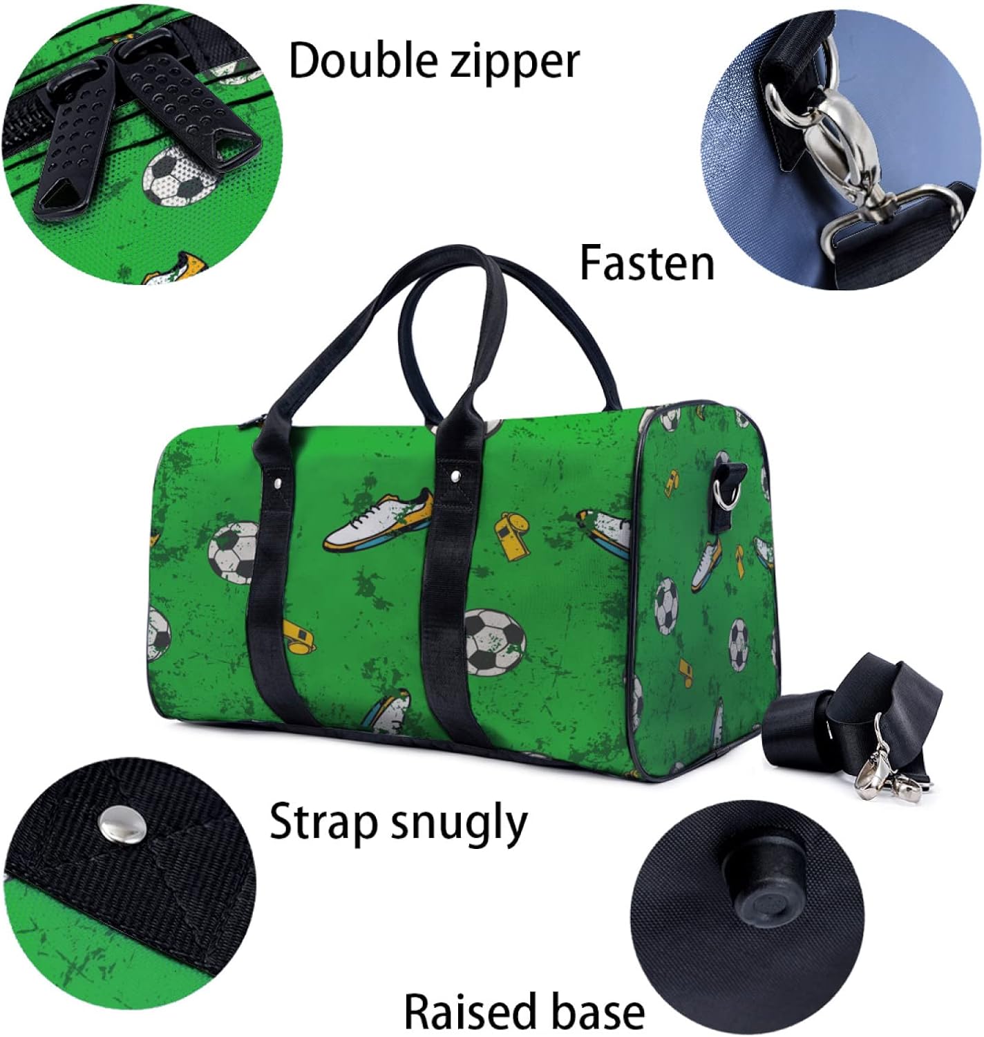 Football Element Pattern Travel Luggage Duffel Bag with Adjustable Strap Soccer Sports Bag Lightweight Canvas Gym Tote Bag for Men and Women