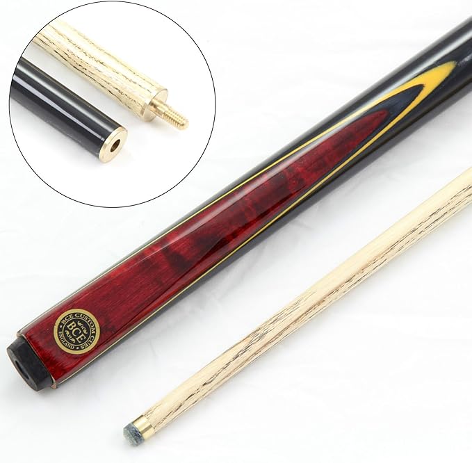 BCE Red Birds Eye Two Piece Ash Snooker Pool Cue 9.5mm Tip Amazon