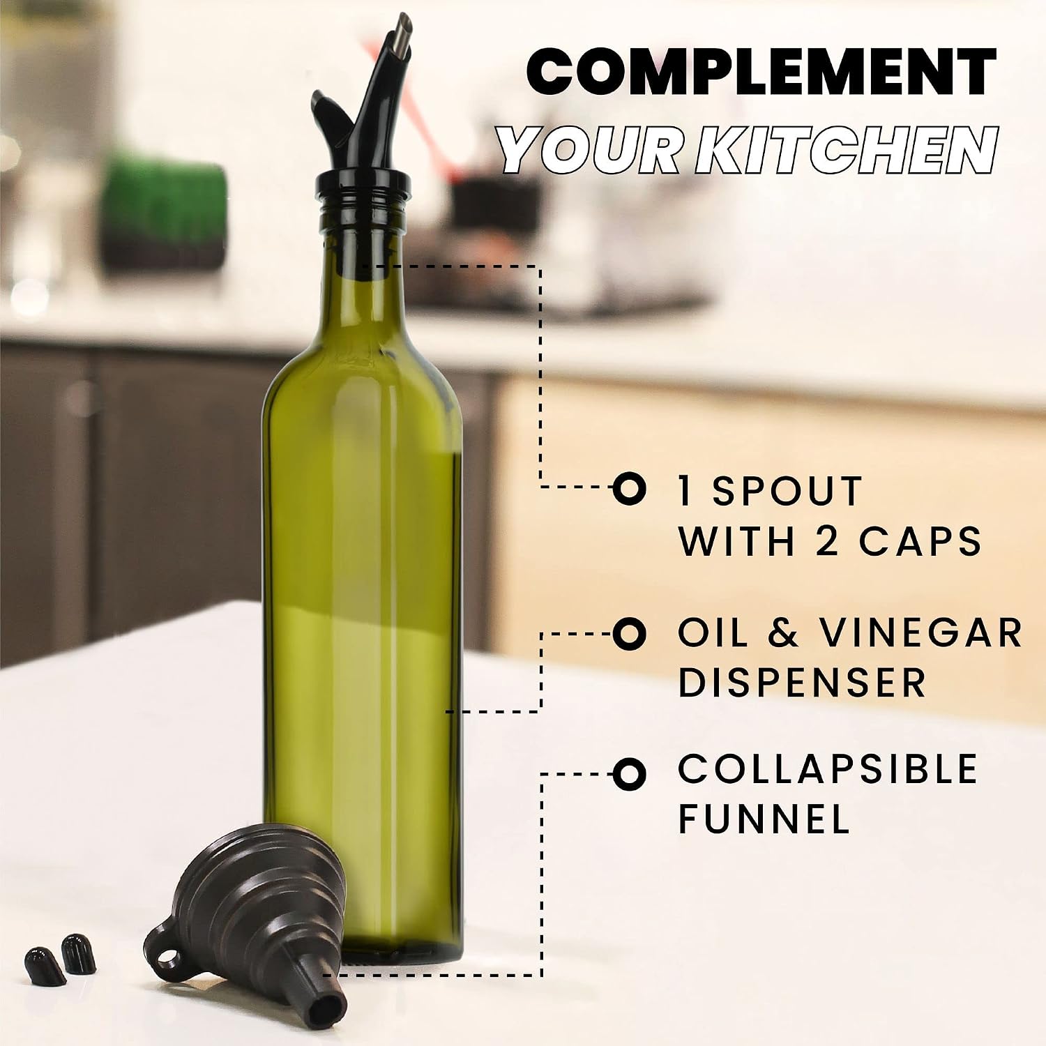 Zeppoli Kitchen Olive Oil & Vinegar Dispenser Bottle - 17 oz Set image 5