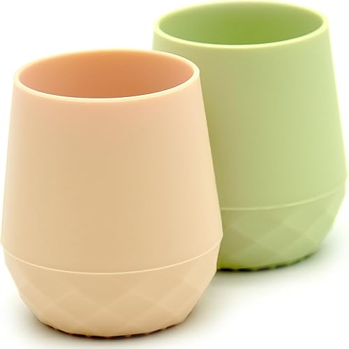 Miniatura 8 de Vasos de entrenamiento de silicona para bebés mayores de 4 meses | Paquete de 2 tazas de transición pequeñas para regalo de bebé niña, taza de agua