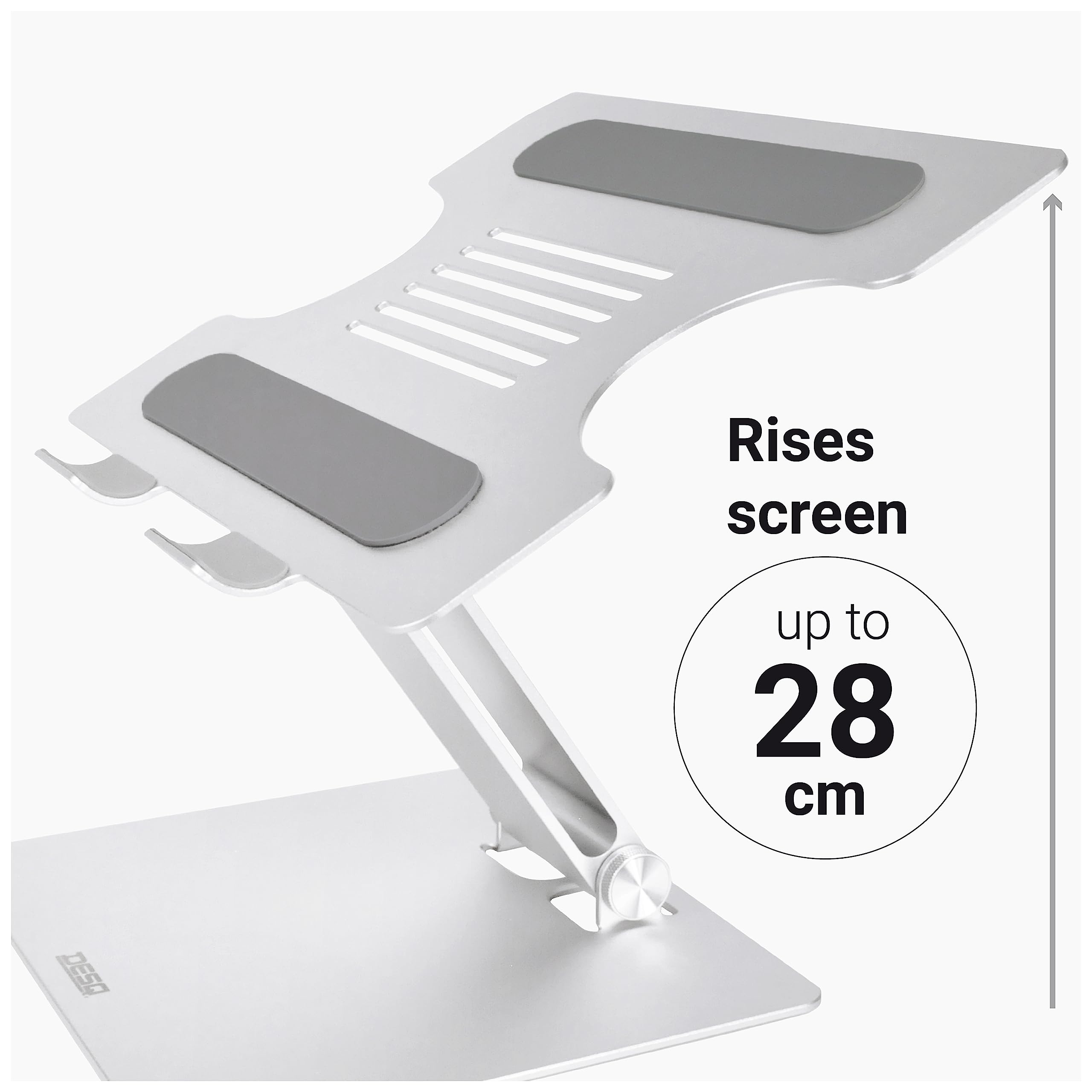 DESQ Supporto per computer portatile, in alluminio, completamente regolabile, piatto, pieghevole, leggero (1035 grammi), ergonomico, per tutti i computer portatili/laptop da 10 a 15,6 pollici