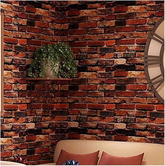 Red Brick Effect Wallpaper 45×300CM Self Adhesive Wallpaper Tiles