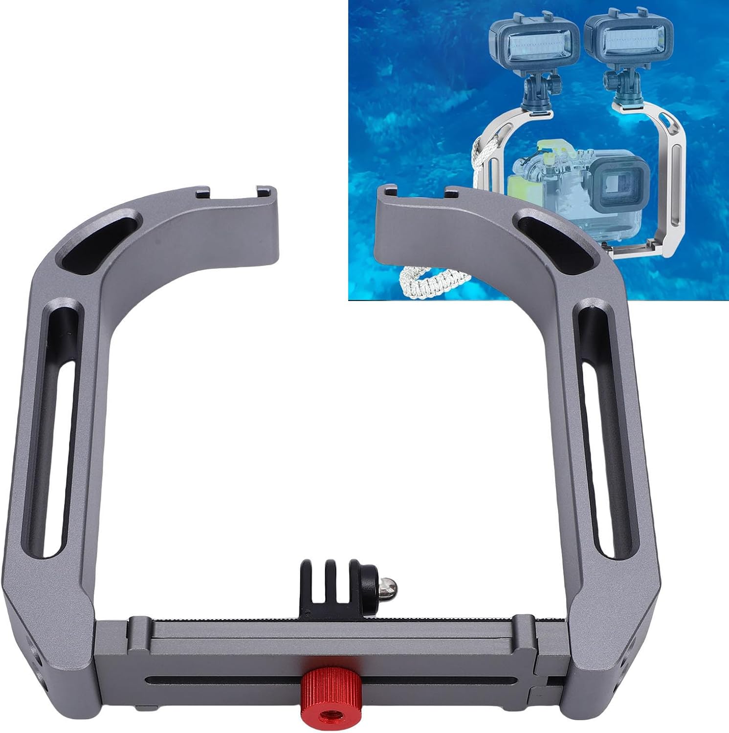 Underwater Diving Rig, Aluminum Alloy Underwater Diving Camera Stabilizer Rig Expandable Accessory Mounts for LED Light Video Recording