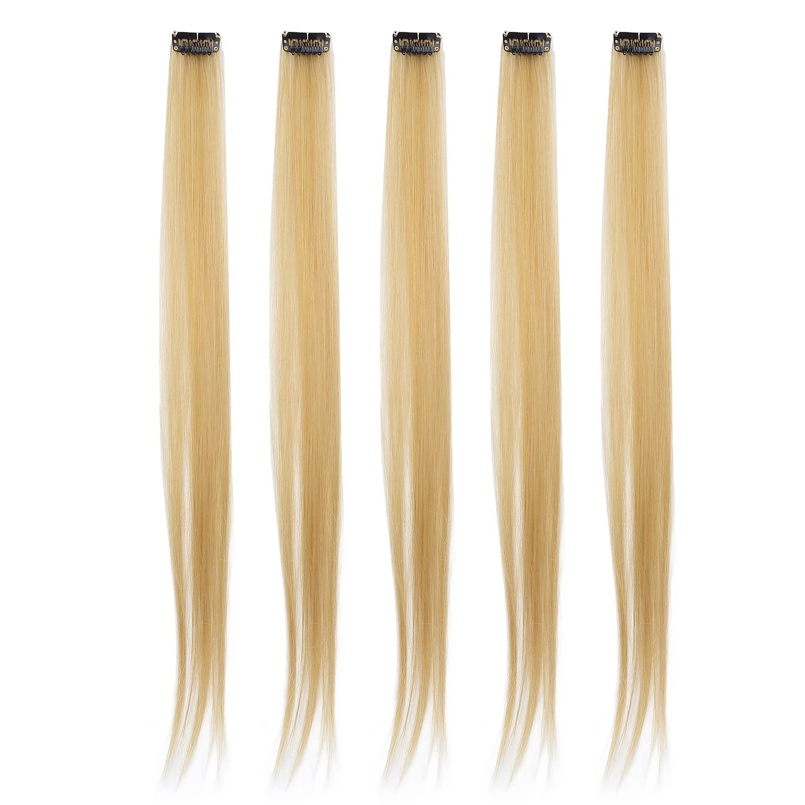 5 extensiones de cabello sintético liso de colores con clip, 55 cm, para un fácil peinado y personalización - Perfectas para cosplay y eventos