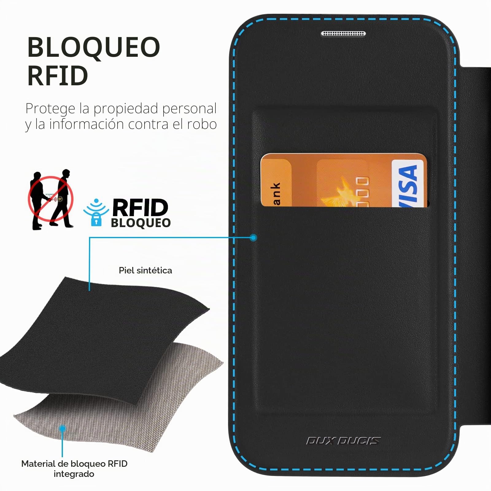 DUX DUCIS Funda Magnética para iPhone 15 Pro MAX, [Compatible con MagSafe] Cuero Premium Cierre Magnético Flip Folio Carcasa para Apple iPhone 15 Pro MAX (Negro)