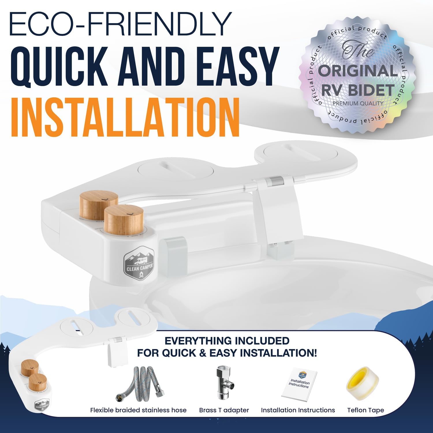 The Original RV Bidet Self-Cleaning Dual Nozzles Non-Electric Reversible Design Easy Installation RV Waterline Compatible Adjustable Gentle Water — view 6