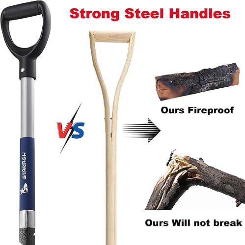 Miniatura 3 de Tenedor de excavación de 4 dientes, horquilla de excavación de jardín de acero forjado con mango D-Grip 41"