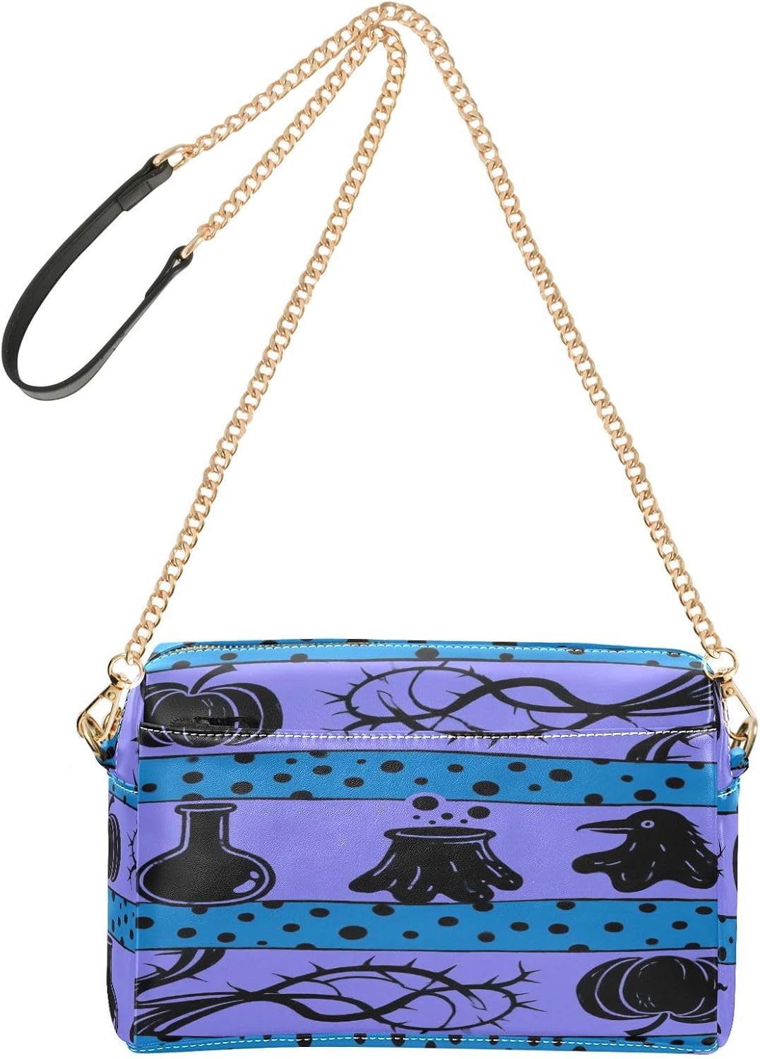 Small Crossbody Bag Women Vegan Leather Halloween Retro Silhouettes Everyday Purses Zip Handbag For Travel