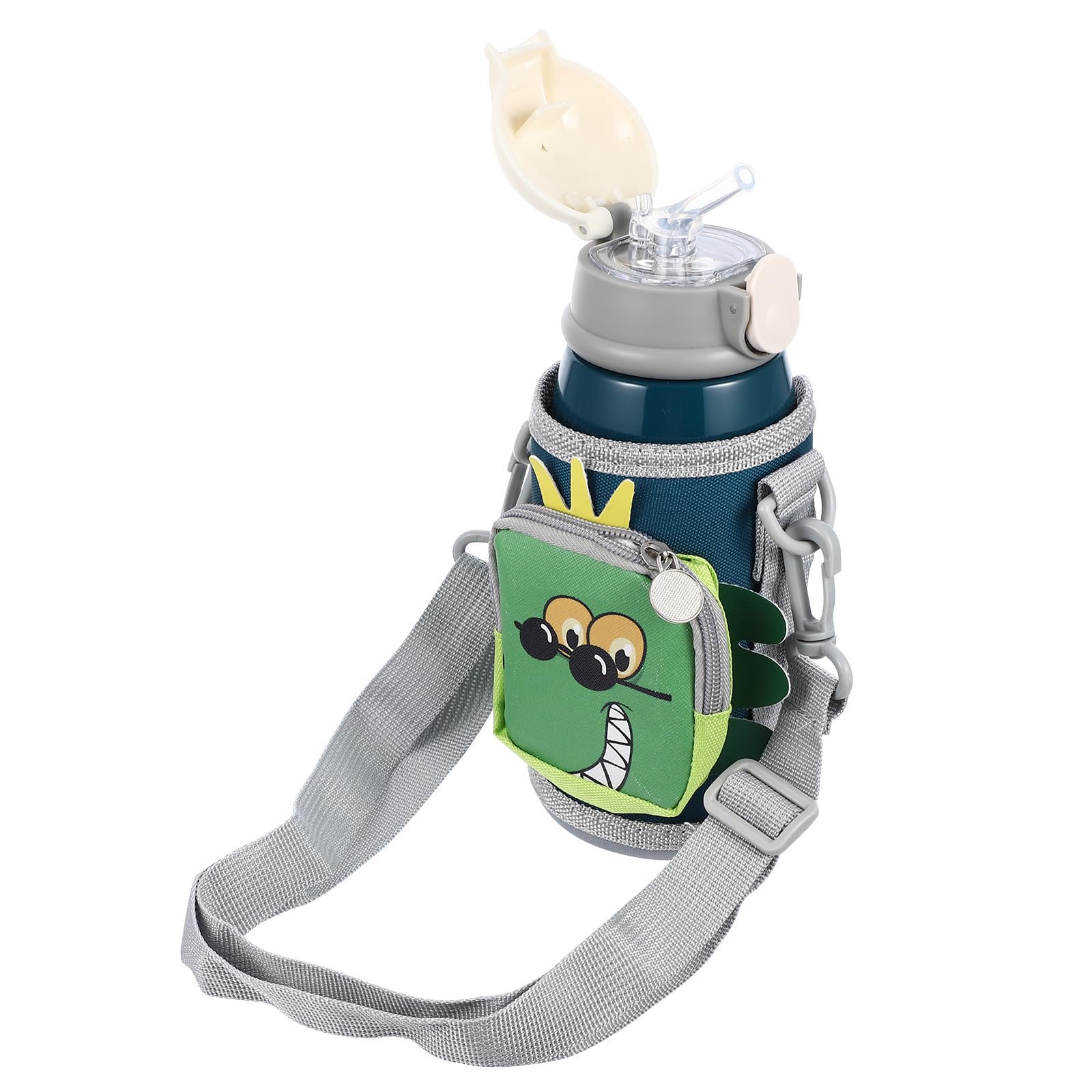 Trinkbecher mit Deckel und Strohhalm 550ml Vakuumbecher aus Edelstahl und Silikon für Kindergarten und Reisen 12 Stunden Isoliert und Schmutzabweisend