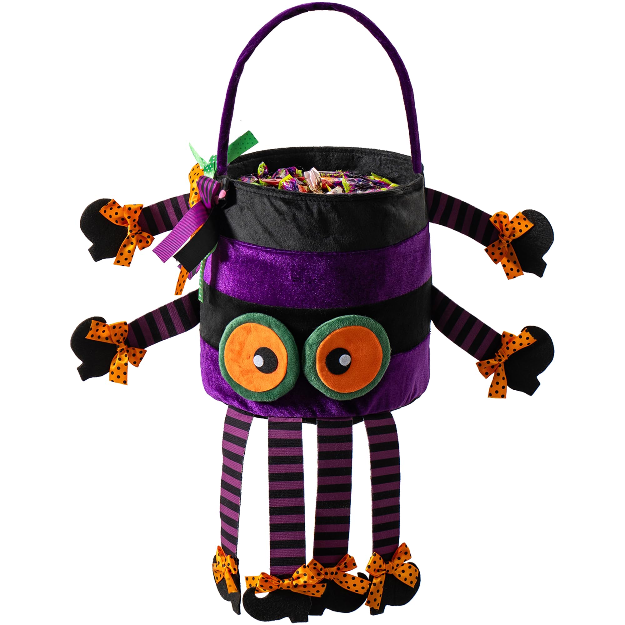 Photo 1 of Halloween Trick or Treat Bag, Purple Spider Plush Candy Tote Bucket Multipurpose Portable Collapsible Reusable Goody Bucket - Best Halloween Party Choice