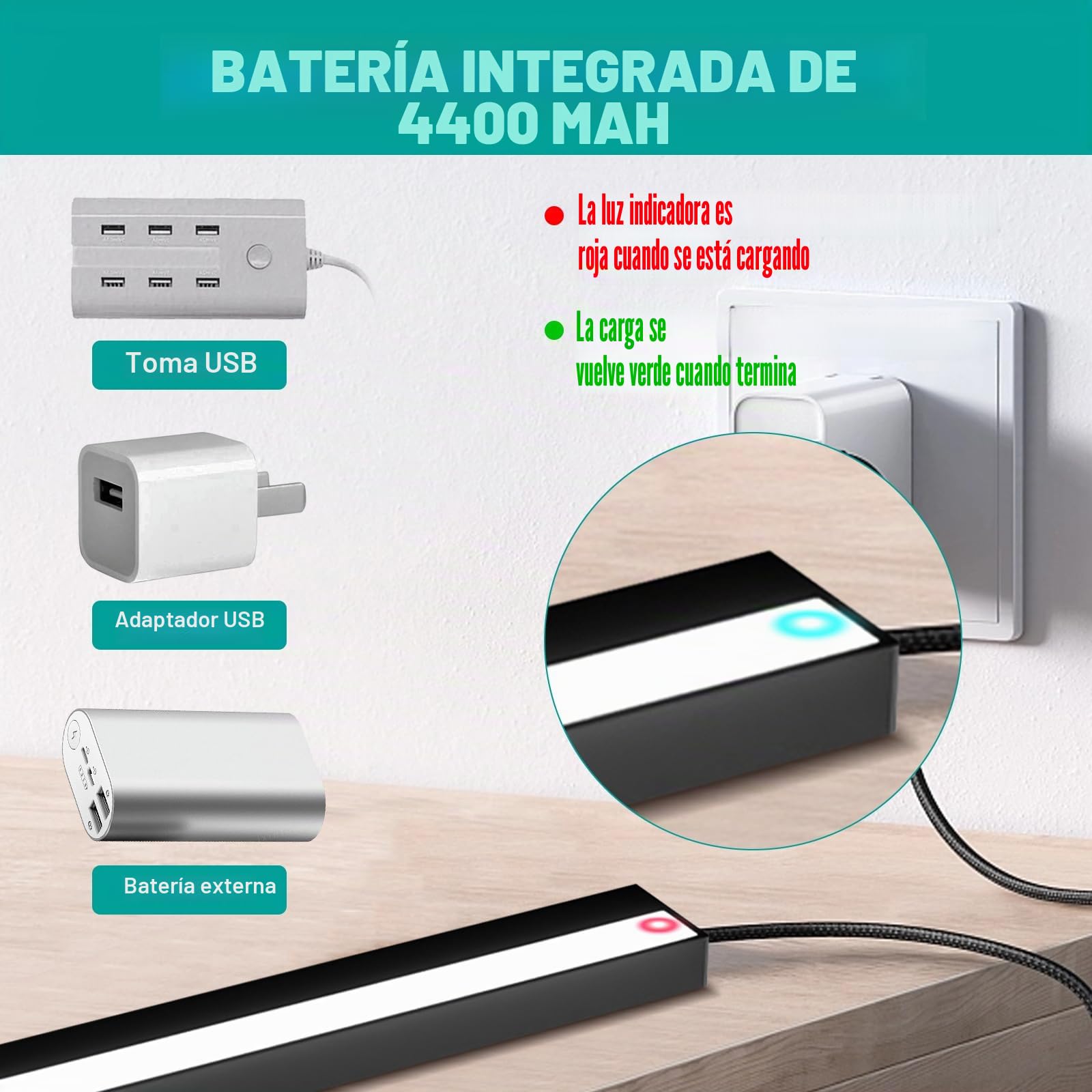 Luces para cuadros recargables, color negro, 30 cm, 1,8 W, luz de pintura recargable con control remoto para obras de arte