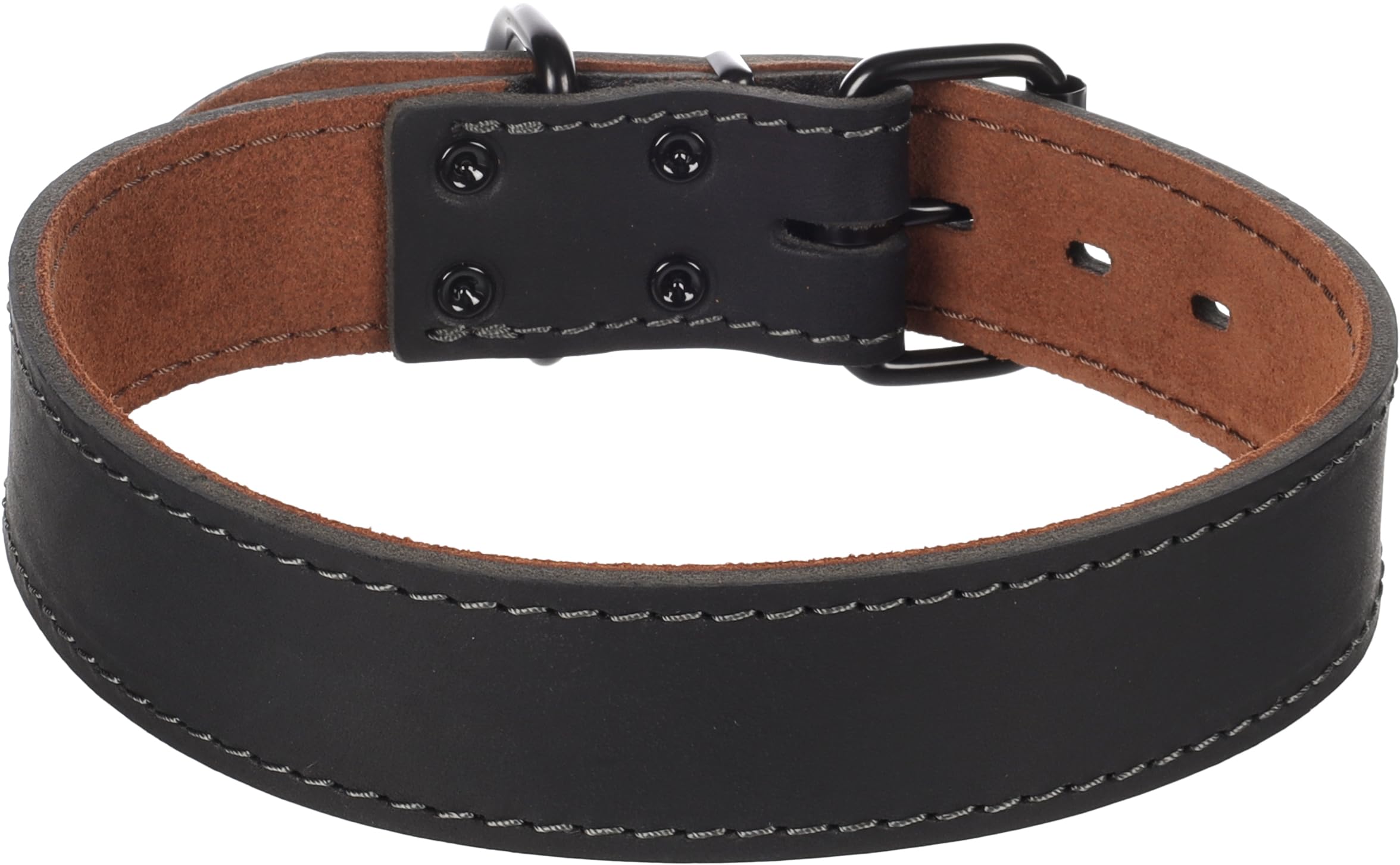 Halsband Montana Leder BREIT SCHWARZ XL 49-59CM 40MM