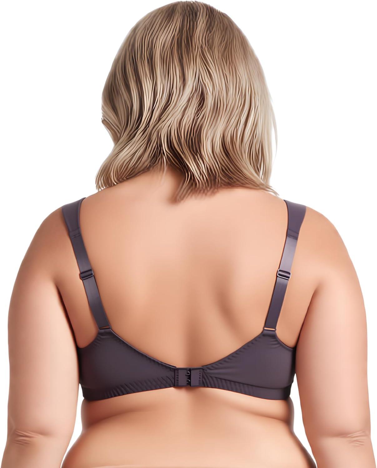 Curve Muse Plus Size Unlined Minimizer Wirefree Bras with Embroidery Lace-3Pack