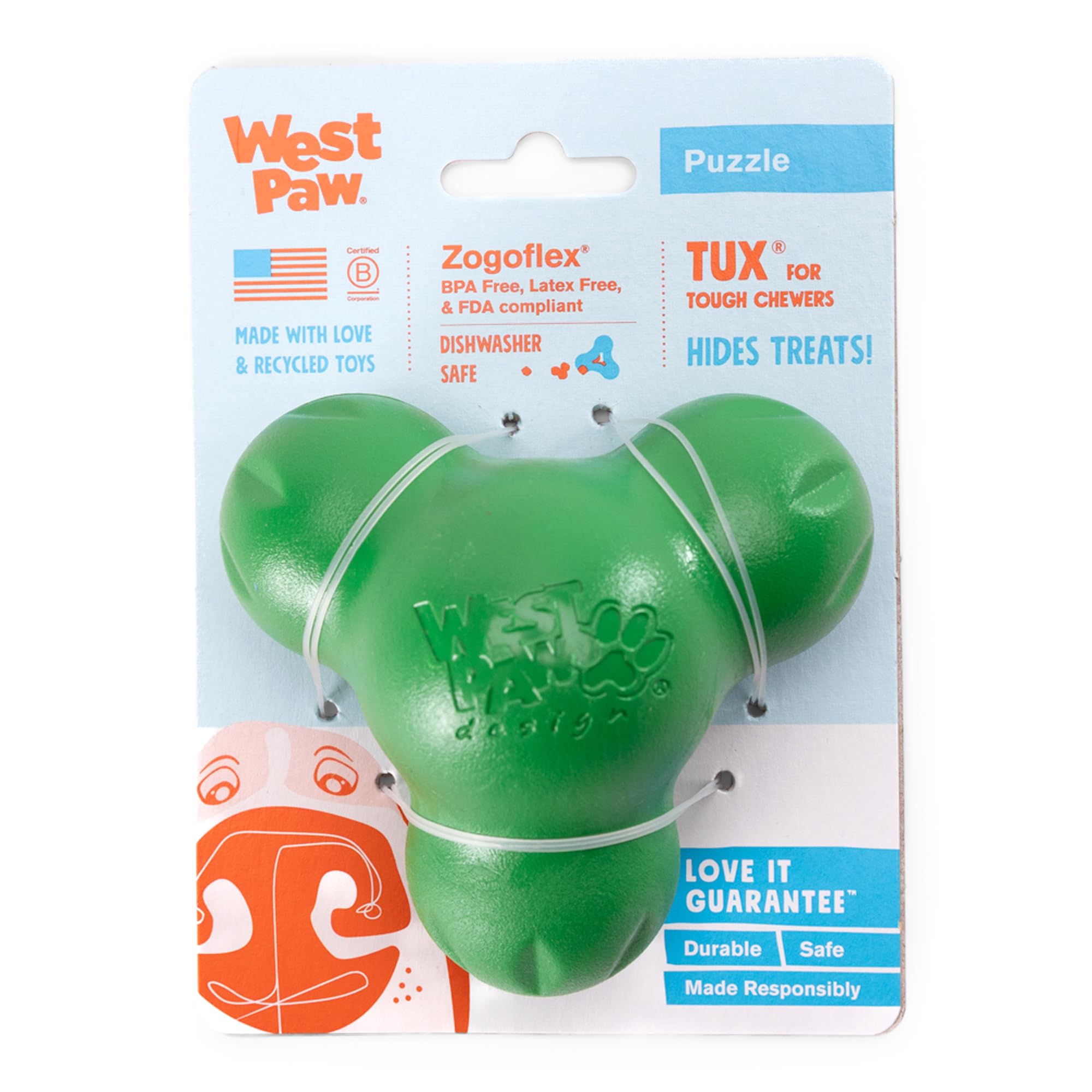 WEST PAW Tux Durable Interactive Chew & Treat Dispenser for