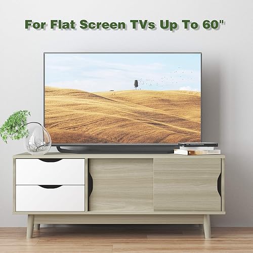 Miniatura 5 de Tangkula Moderno soporte de TV para televisores planos de hasta 60 pulgadas, mesa consola de TV de madera con 2 cajones y 2 puertas corredizas,