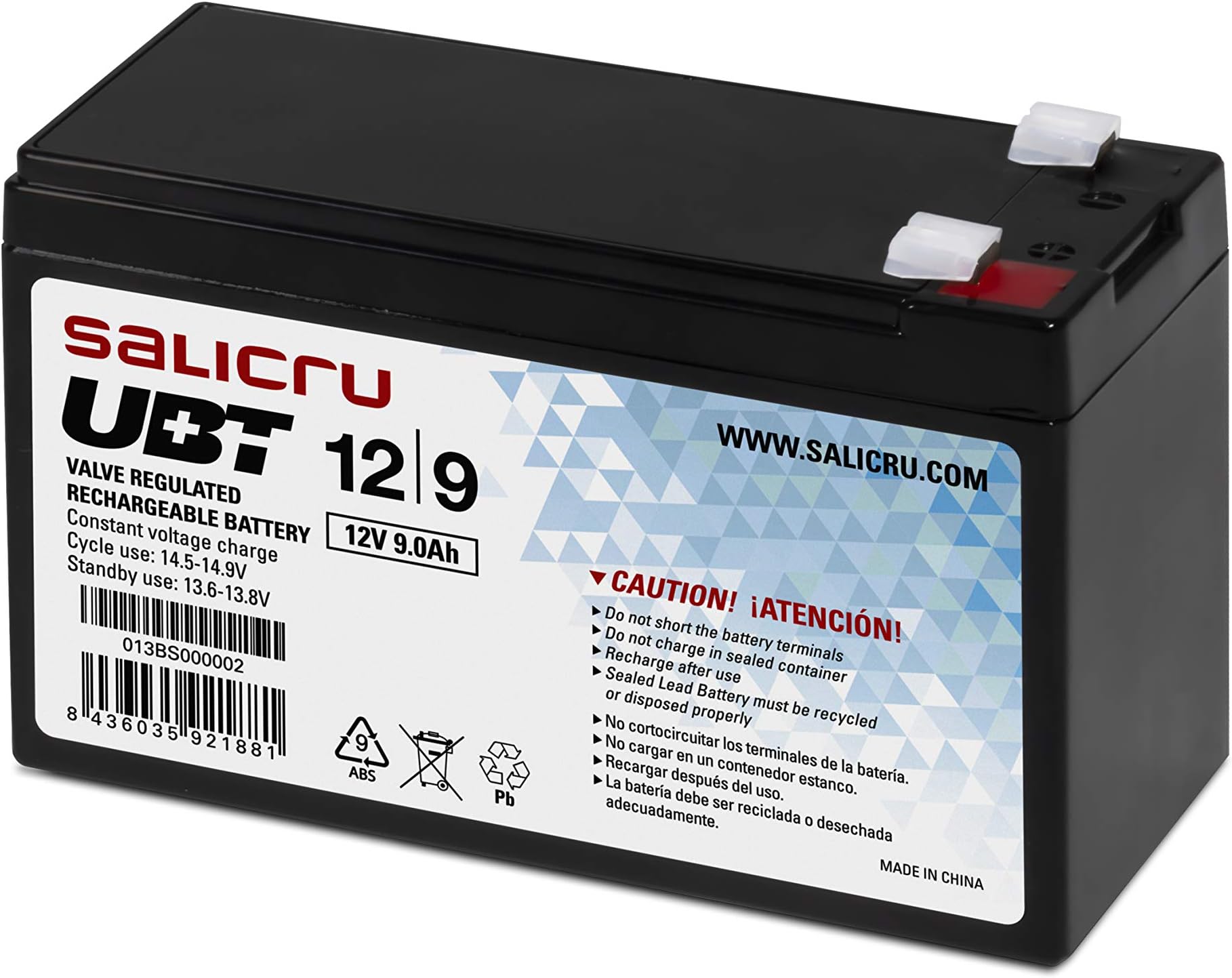 Salicru UBT 12Volt/9Ah - AGM Rechargeable Battery 013BS000002