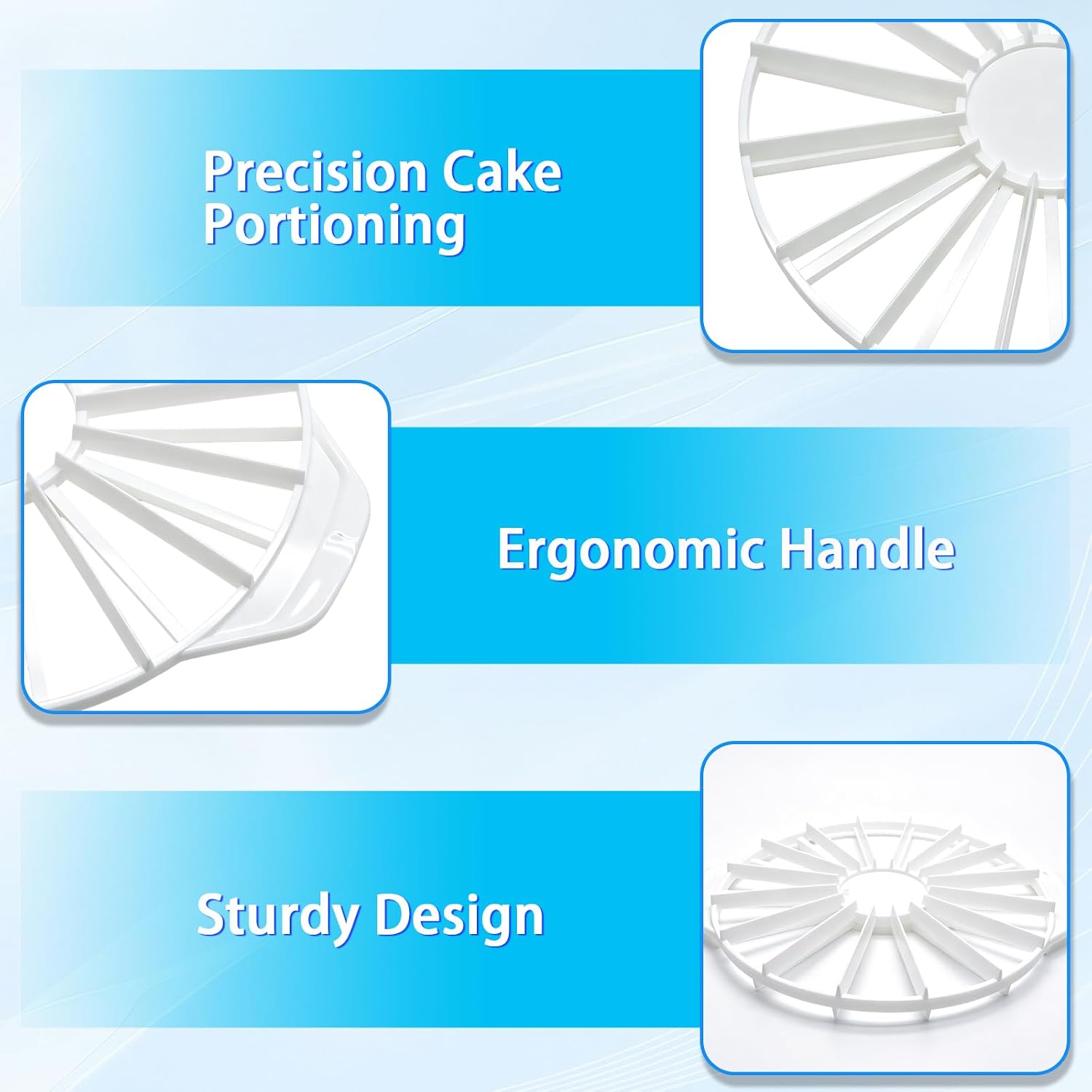 Cake Portion Marker - 10/12 Slice Divider for Perfectly Even Cake Cutting, White Polypropylene Cake Slicer with Double-Sided Markings for Easy Pressing, Baking & Pastry Decorating