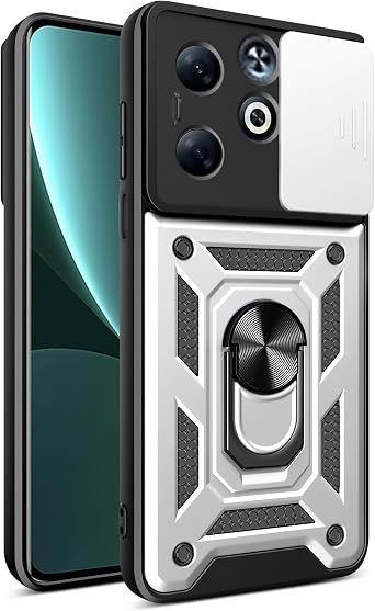 bojioderf Compatible with Tecno Camon 20 Premier Case,Compatible with Tecno Camon 20 Premier 5G CK9n Magnetic Bracket [PC+TPU] 2 in 1 Slide Lens White