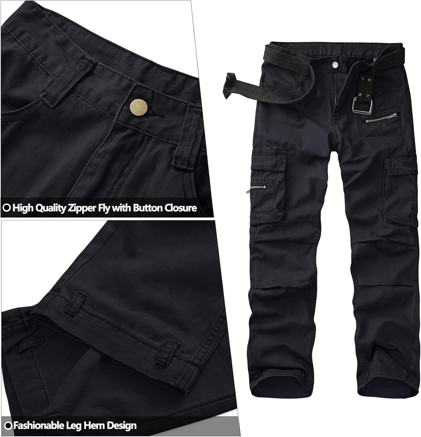 KOCTHOMY Hiking Pants Women Relaxed Fit Cargo Pants Casual Work Pants with Zipper Pockets No Belt - Image 3