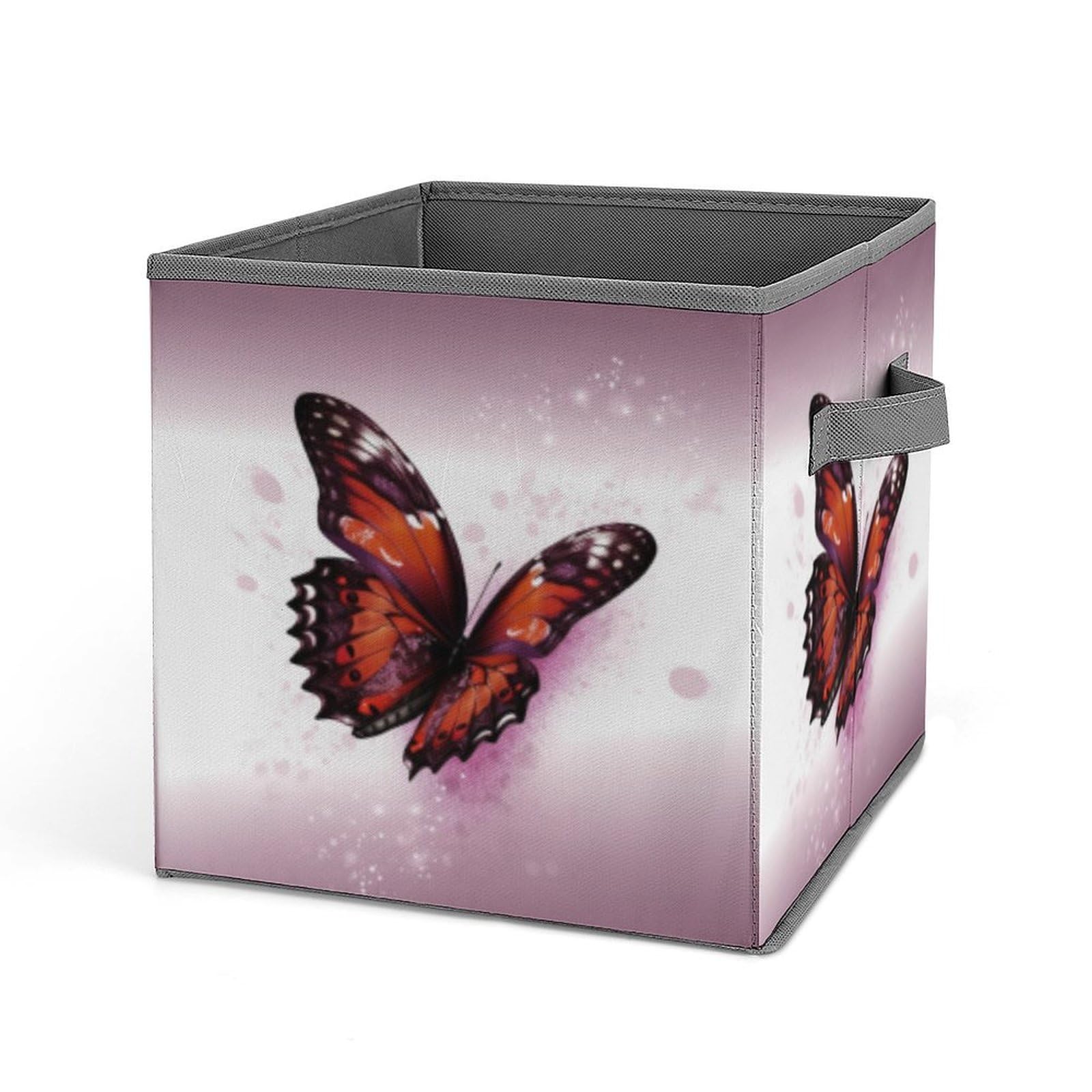 JTREHY Butterfly Printed Foldable Storage Box, 10.6 Inches Fabric Storage Box for Wardrobe, Bedroom, Utility Room