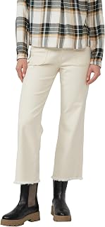s.Oliver Damen Cropped Jeans Hose Cropped Jeans/Slim Fit/Mid Rise/Flared Leg/Fransensaum