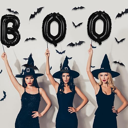 Miniatura 28 de Globos de aluminio de Halloween, juego de pancartas de globo negro para fiesta, kit de banderines de letras de Mylar de 16 pulgadas para decoración