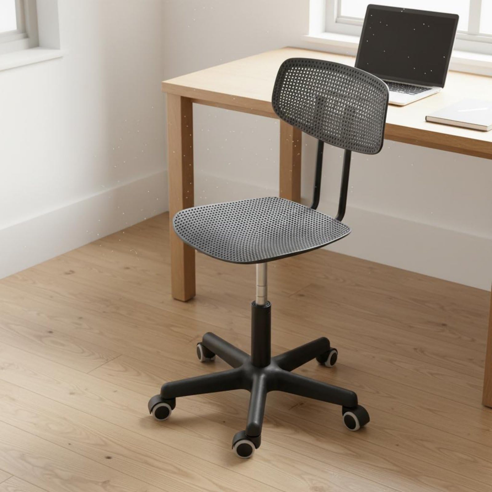 Swivel Desk Seat Sedia da Scrivania Girevole Sedia per Computer Sedia Ufficio Sedia Studio con Schienale Ventilato Seduta Aperta Altezza Regolabile, Bianco