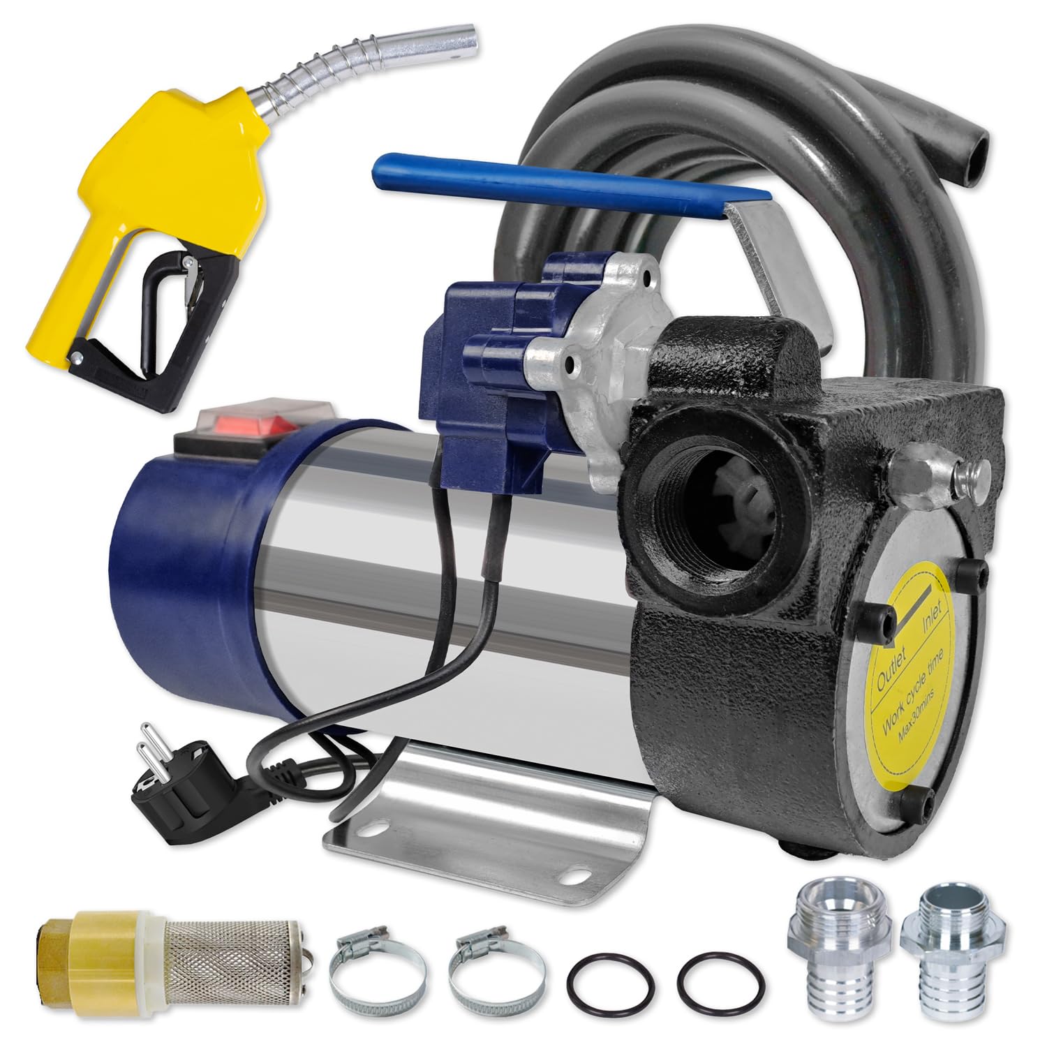 BOMBA DIESEL Bomba de gasóleo Bomba de biodiesel Universal Automática DIESELSTAR 160-BOMBA DE BIDÓN con conexión 230V con manguera accesorios con boquilla manguera válvula antirretorno(7-DPS01148-6S2)