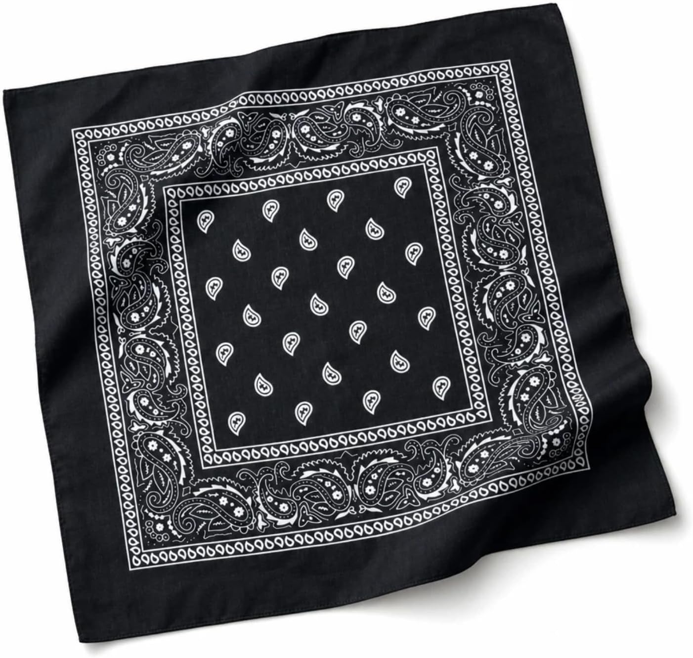 Cotton Bandana for Men & Women, 22" x 22" Paisley Pattern Handkerchief Headband Scarf, Large Bandanas Face Mask Square Scarf Headwear, Outdoor Sports Cycling Accessories - Black