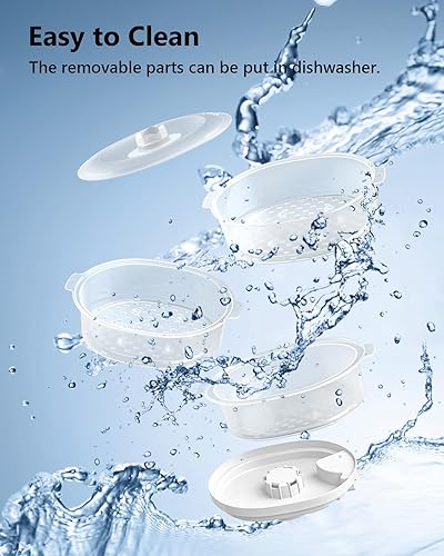 Miniatura 5 de Vaporizador eléctrico de alimentos para cocinar, vaporizador de verduras de 13.7 cuartos de galón con cestas de 3 niveles sin BPA, cocción