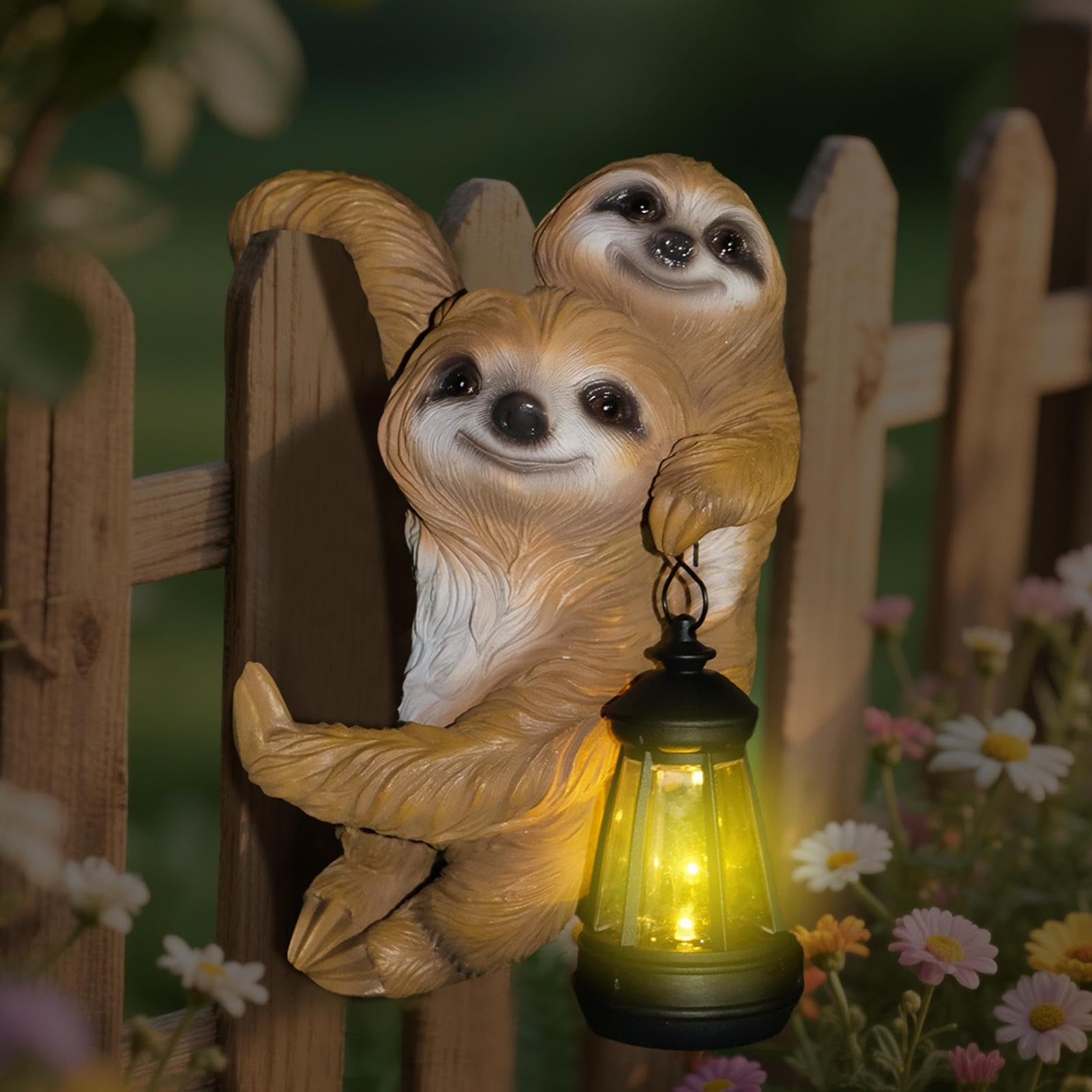 Solarna Statua Ogrodowa Urocza wodoodporna figurka leniwca wykonana z | Posąg Ogrodowy Lampion Solarny Na Patio, Podwórko, Trawnik, Ścieżkę, Balkon, Do Parku, Na Kwietnik